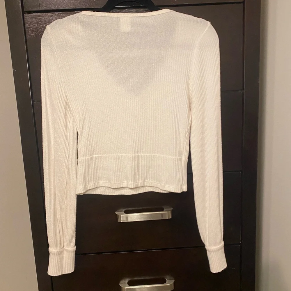 White Ribbed Wrap Top - Picture 2 of 2